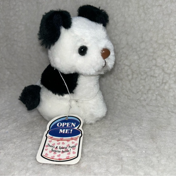 Russ Berrie Puppy Love small 5" puppy dog plush black & white with tag #4914 - Picture 1 of 9